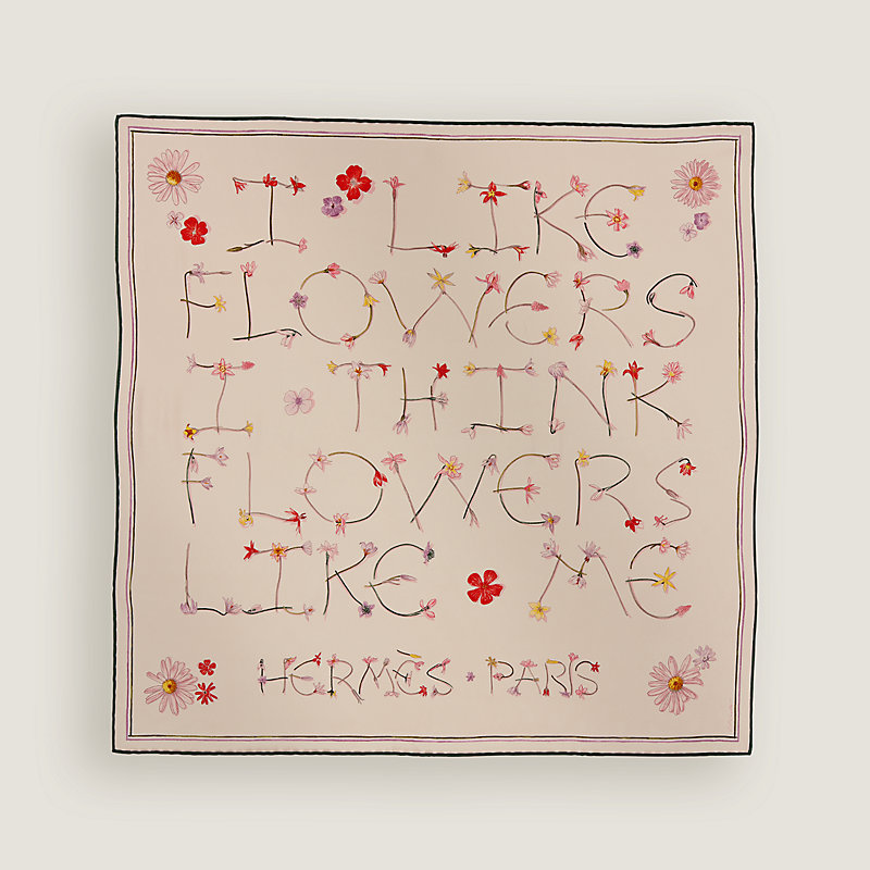 Carré 70 I Like Flowers - Rose | Hermès Luxembourg